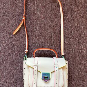 Michael Kors Manhattan Medium Contrast Trim Leather Satchel - Optic White